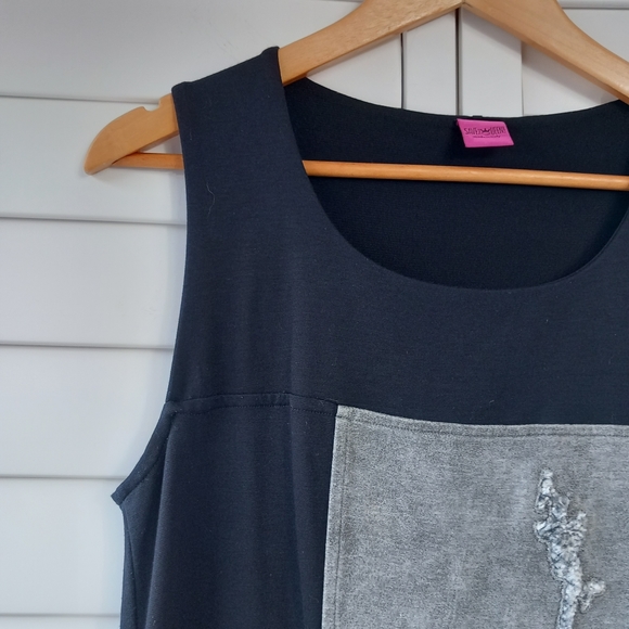 Save The Queen Black & Grey Stretch Dress Embroidered Size XL - Picture 2 of 14